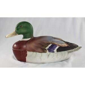 Andrea Sadek Mallard Duck Porcelain Lidded Box Bird Figurine Vintage Japan